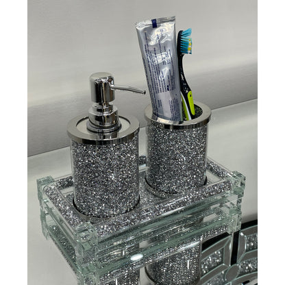 Ambrose Exquisite 3 Piece Soap Dispenser and Toothbrush Holder with Tray