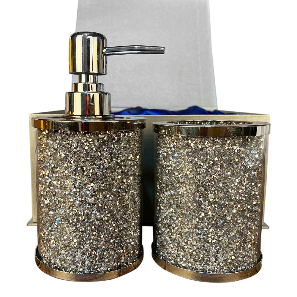 Ambrose Exquisite 3 Piece Soap Dispenser and Toothbrush Holder with Tray