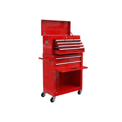 High Capacity Rolling Tool Chest with Wheels and Drawers, 8-Drawer Tool Storage Cabinet--RED