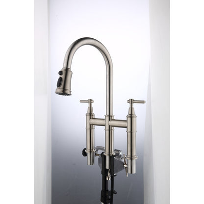 Bridge Kitchen Faucet with Pull-Down Sprayhead in Spot