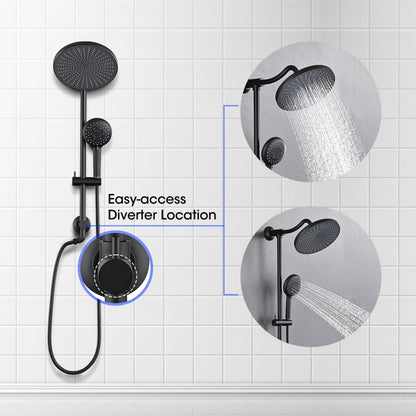 5-Setting Handheld Shower System Slide Bar Combo Rain Showerhead, Dual Shower Head Spa System