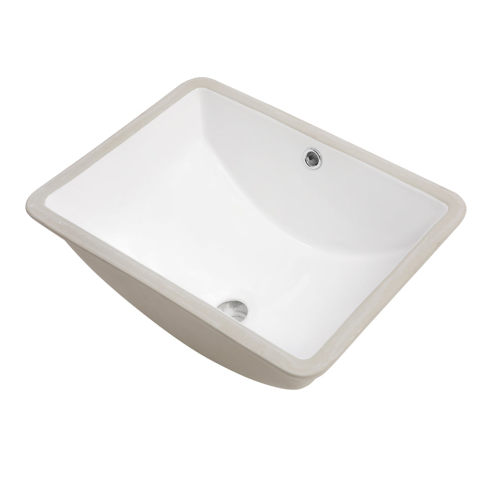 Bathroom Sink Rectangle Deep Bowl Pure White Porcelain Ceramic Lavatory Vanity Sink Basin with Overflow