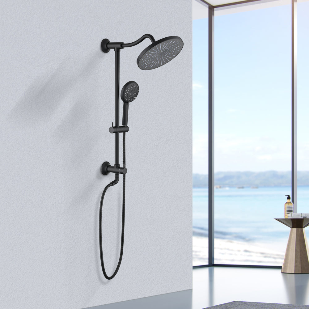 5-Setting Handheld Shower System Slide Bar Combo Rain Showerhead, Dual Shower Head Spa System