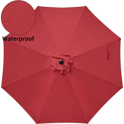 Simple Deluxe 9ft Outdoor Market Table Patio Umbrella with Button Tilt, Crank and 8 Sturdy Ribs for Garden, Red