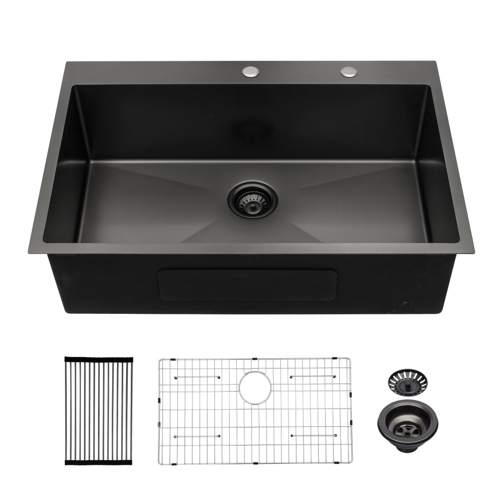 28x22x10 inch Kitchen Sink Drop In 16 Gauge Stainless Steel 28" Single Bowl Topmount Kitchen Sink Basin