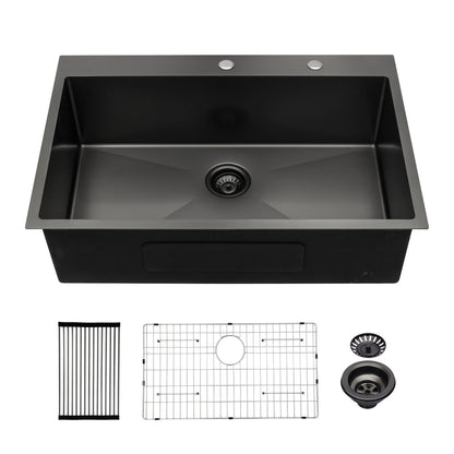 25x22x9 inch Kitchen Sink Drop In 18 Gauge Stainless Steel 25" Single Bowl Topmount Kitchen Sink Basin