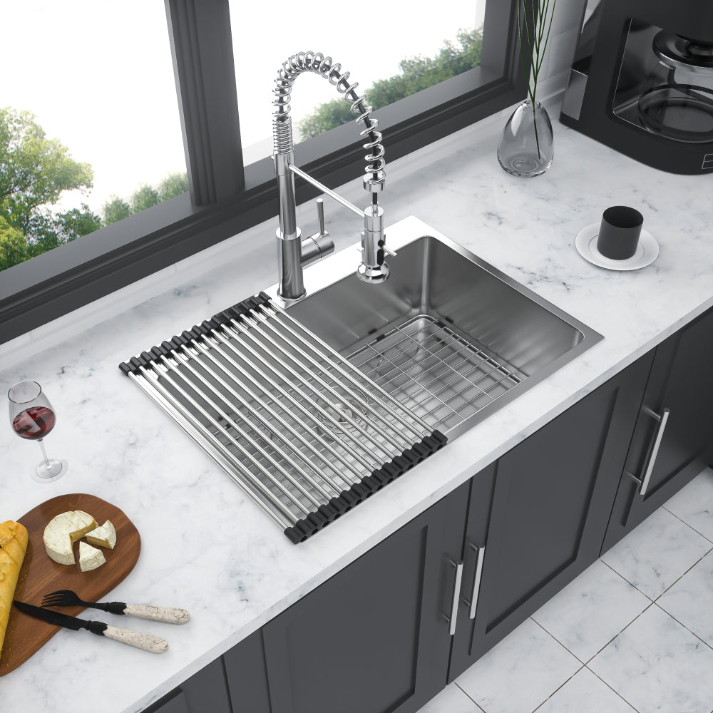 33x22 inch Kitchen Sink Drop In 16 Gauge Stainless Steel 33" Single Bowl Topmount Kitchen Sink Basin