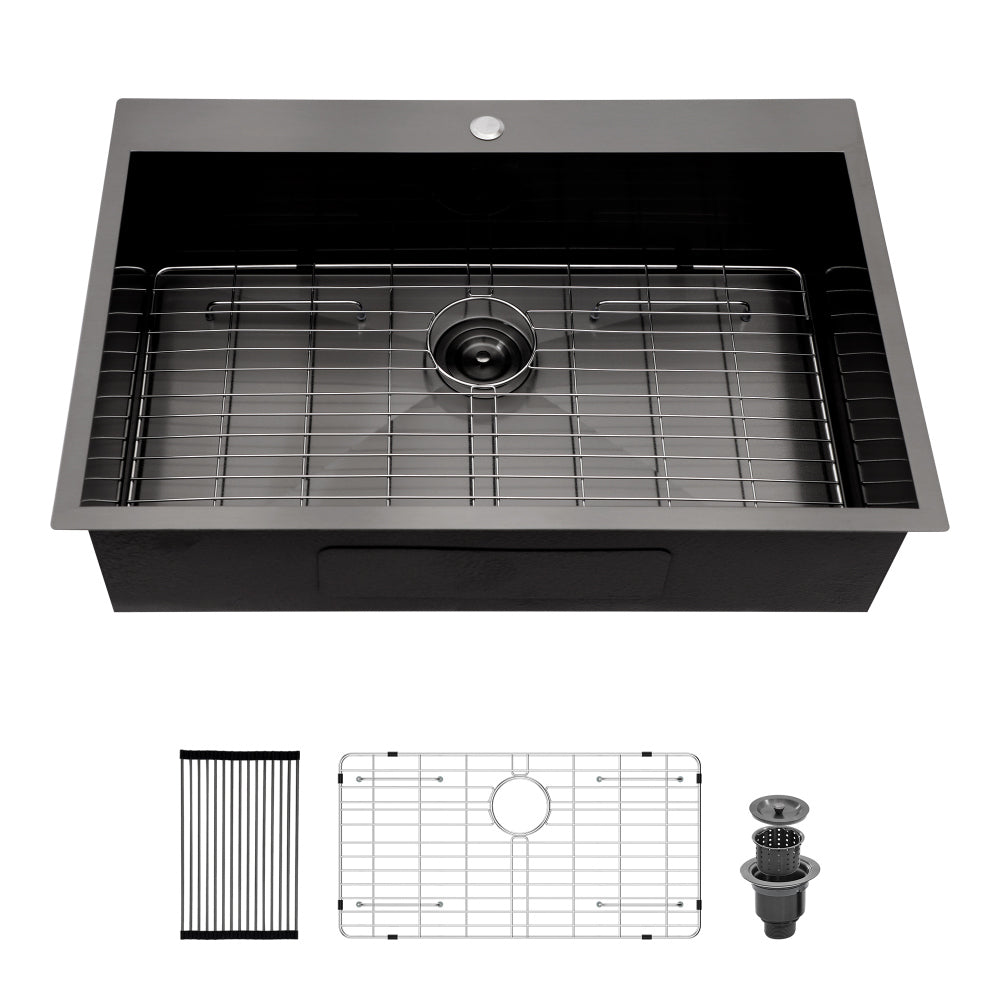 25x22x9 inch Kitchen Sink Drop In 18 Gauge Stainless Steel 25" Single Bowl Topmount Kitchen Sink Basin