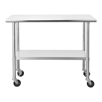 Stainless Steel Table for Prep & Work 24 x 48 Inches with Caster Wheels