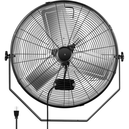 Simple Deluxe 20 Inch High Velocity 3 Speed, Black Wall-Mount Fan