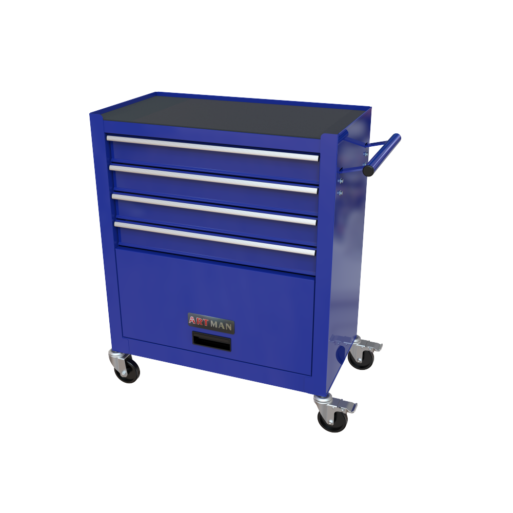 4-Drawer Rrolling Tool Box, 24.4" With 4 Wheels and Drawers With Tools, for Garage, Warehouse, Workshop, Shop,BLUE