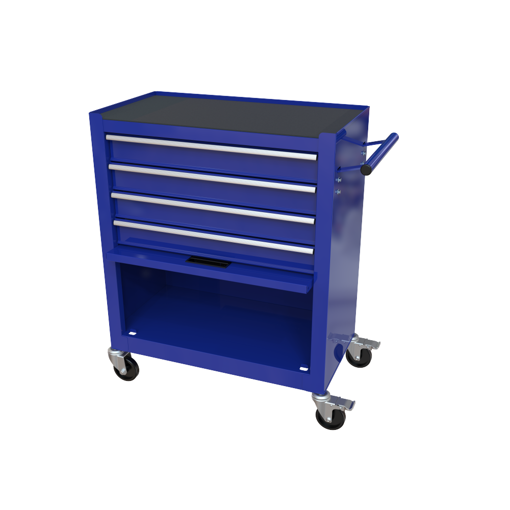 4-Drawer Rrolling Tool Box, 24.4" With 4 Wheels and Drawers With Tools, for Garage, Warehouse, Workshop, Shop,BLUE