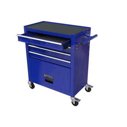 4-Drawer Rrolling Tool Box, 24.4" With 4 Wheels and Drawers With Tools, for Garage, Warehouse, Workshop, Shop,BLUE