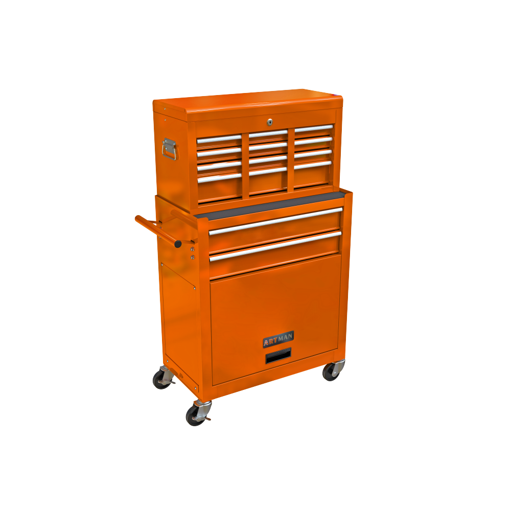 High Capacity Rolling Tool Chest with Wheels and Drawers, 8-Drawer Tool Storage Cabinet--ORANGE