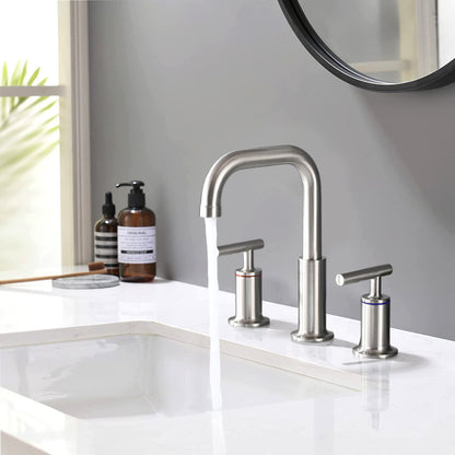 8 in. Widespread Double Handle Bathroom Faucet with Pop Up Drain in Brushed Nickel