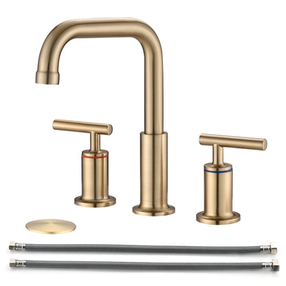 8 in. Widespread Double Handle Bathroom Faucet with Pop Up Drain in Brushed Nickel