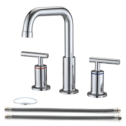 8 in. Widespread Double Handle Bathroom Faucet with Pop Up Drain in Brushed Nickel