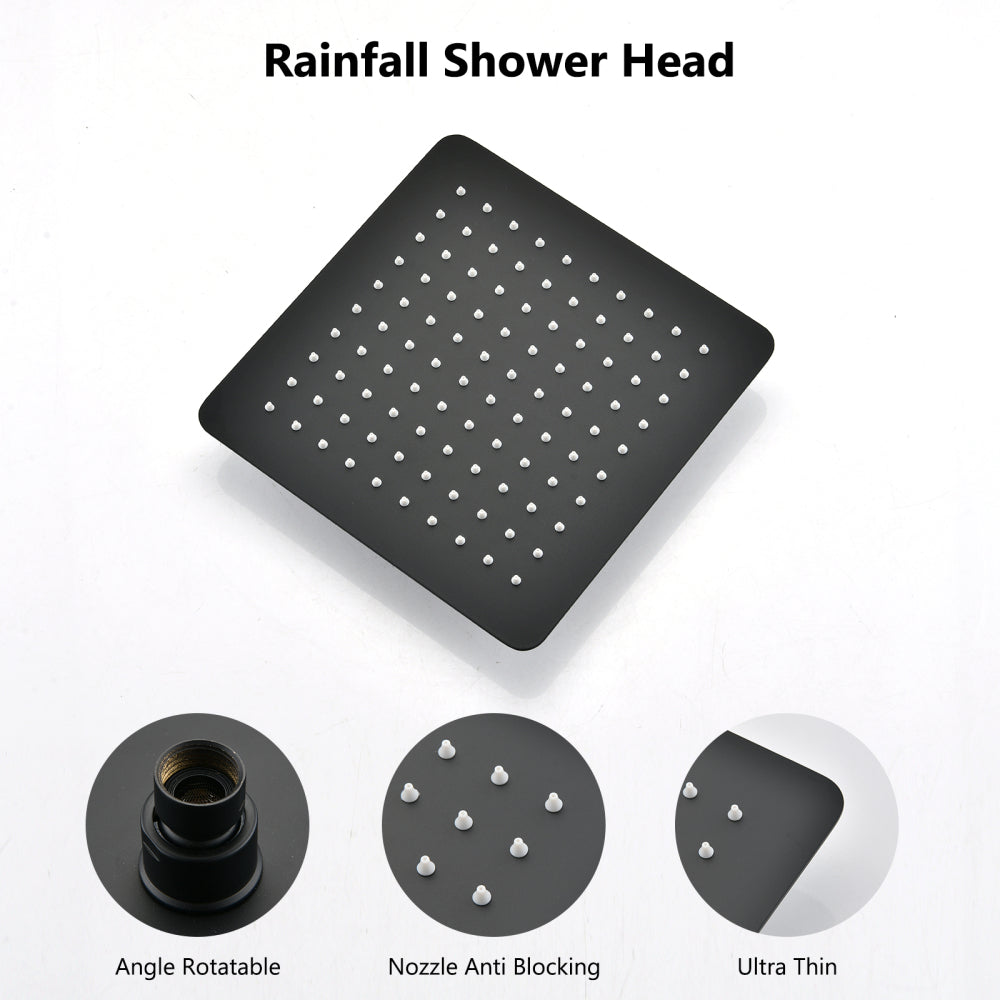 Shower Head, 10 Inch High Pressure Rainfall Shower Head/Handheld Shower Combo with 11 Inch Extension Arm, 6 Settings Adjustable Anti-leak Shower Head with Holder/Hose, Height/Angle Adjustable