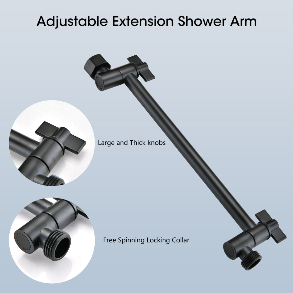 Shower Head, 10 Inch High Pressure Rainfall Shower Head/Handheld Shower Combo with 11 Inch Extension Arm, 6 Settings Adjustable Anti-leak Shower Head with Holder/Hose, Height/Angle Adjustable