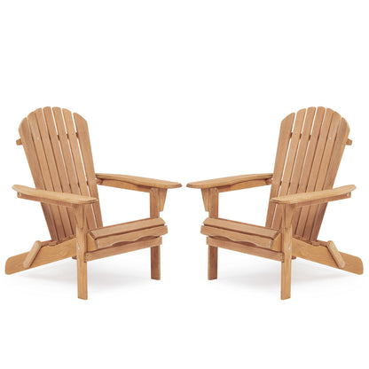 Wooden Outdoor Folding Adirondack Chair Set of 2 Wood Lounge Patio Chair for Garden,Garden, Lawn, Backyard, Deck, Pool Side, Fire Pit,Half Assembled,