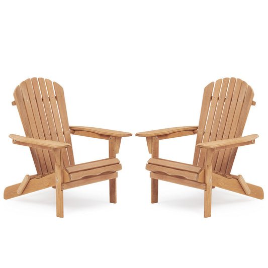 Wooden Outdoor Folding Adirondack Chair Set of 2 Wood Lounge Patio Chair for Garden,Garden, Lawn, Backyard, Deck, Pool Side, Fire Pit,Half Assembled,