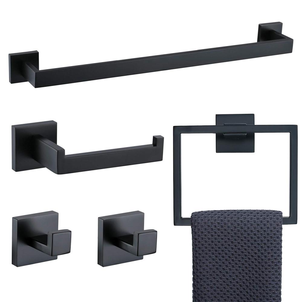 5 Pieces Bathroom Hardware Accessories Set Towel Bar Set Wall Mounted,Stainless Steel