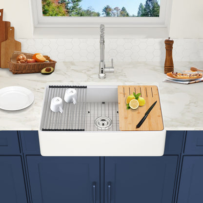 Fireclay 30" L X 20" W Workstation Farmhouse Kitchen Sink With Accessories