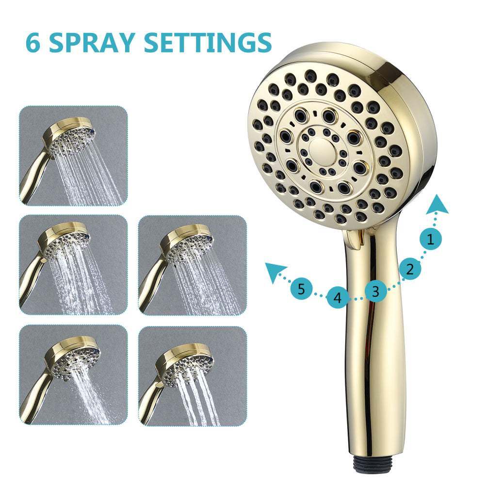 Handheld Shower Head with Hose High Pressure Shower Heads, Gold