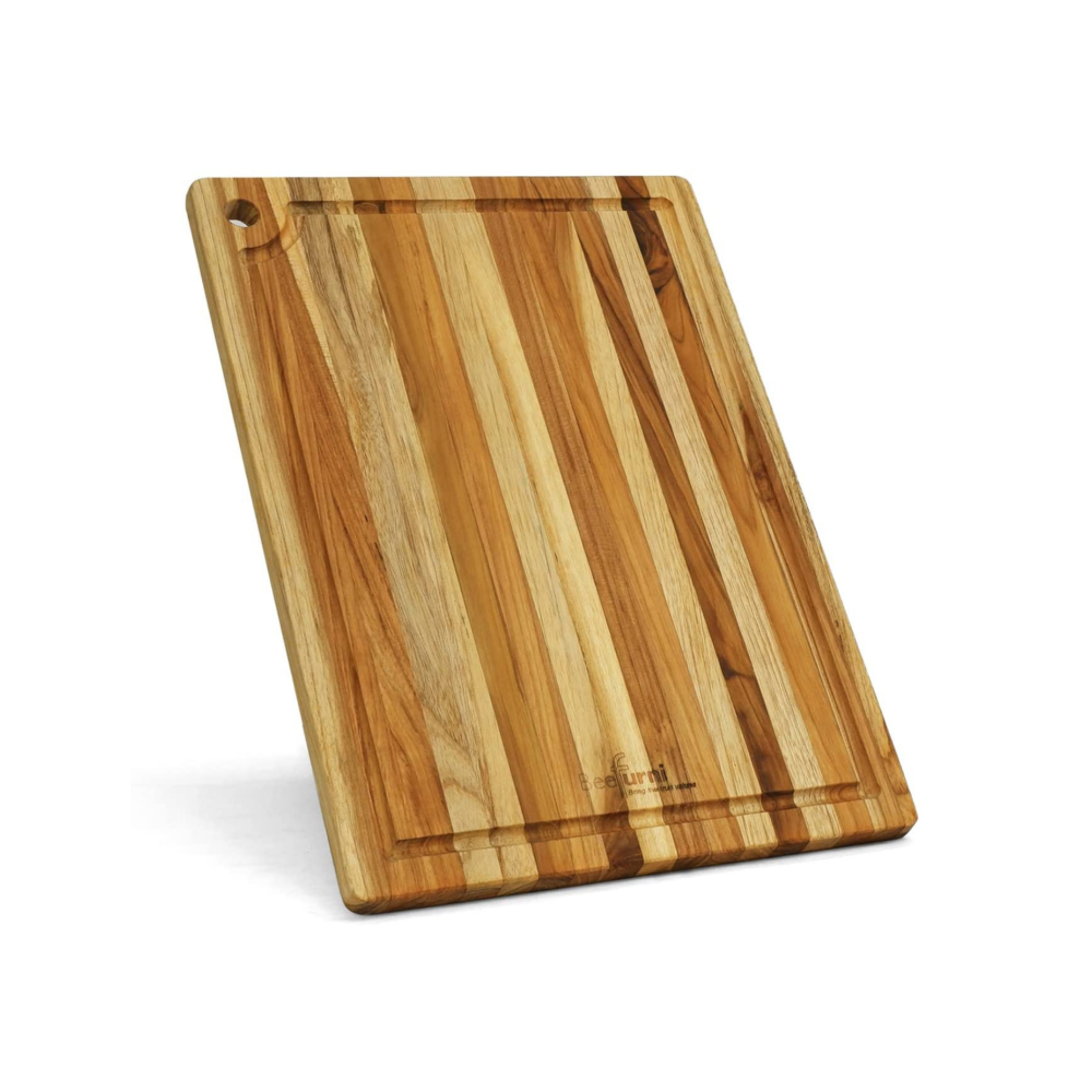 Teak Cutting Board Reversible Chopping Serving Board Multipurpose Food Safe Thick Board, Small Large Size 15.8x15.8x1.25 inches