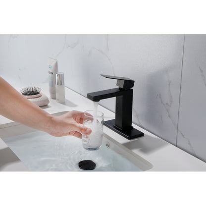 Waterfall Spout Bathroom Faucet,Single Handle Bathroom Vanity Sink Faucet  white