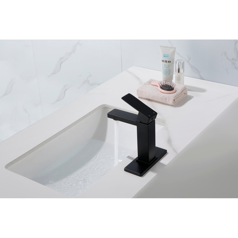 Waterfall Spout Bathroom Faucet,Single Handle Bathroom Vanity Sink Faucet  white