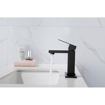 Waterfall Spout Bathroom Faucet,Single Handle Bathroom Vanity Sink Faucet  white