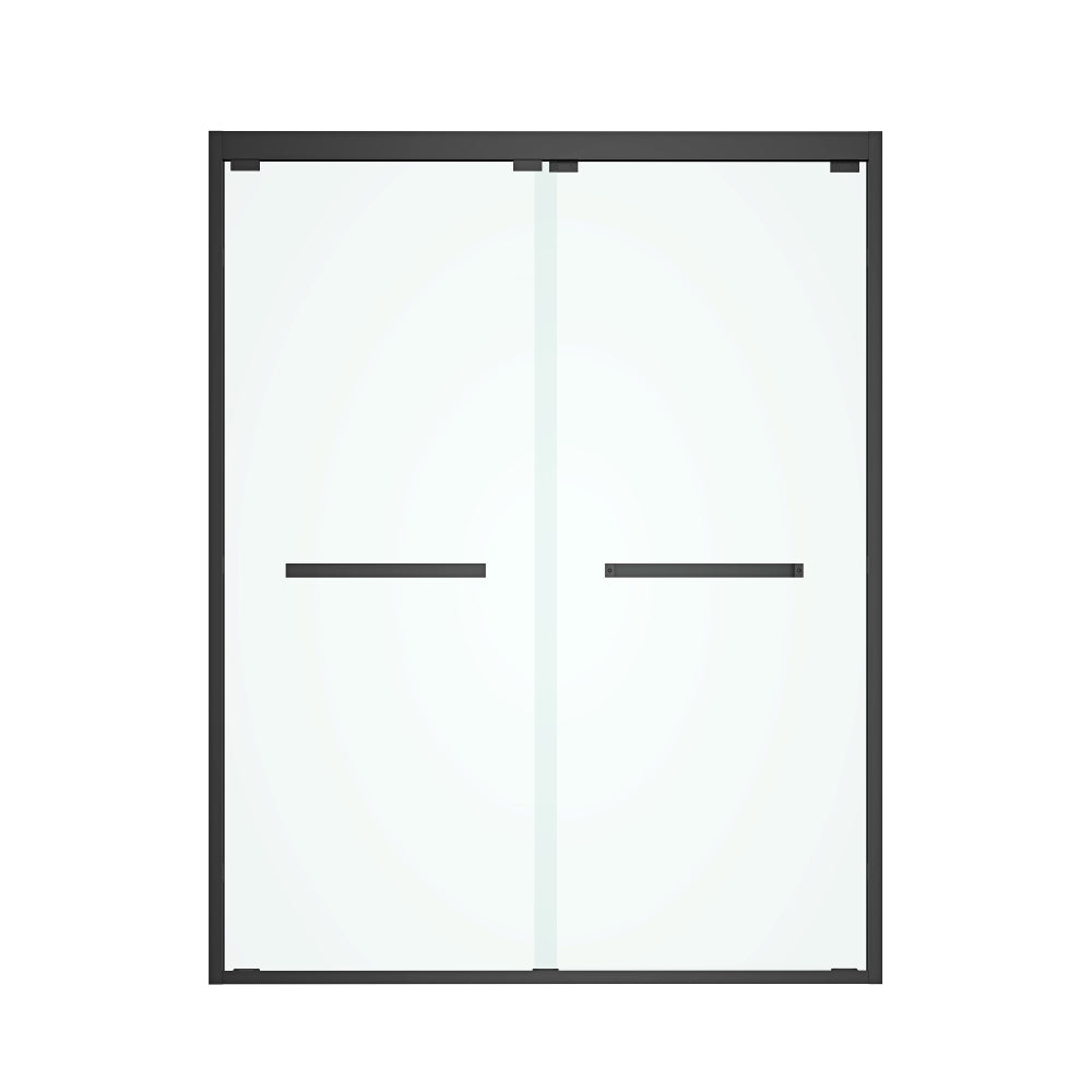 60 in. W x 76 in. HSliding Frameless Shower Door in Matte Black with Clear Glass