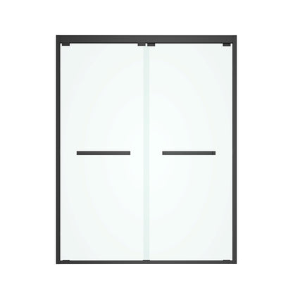 60 in. W x 76 in. HSliding Frameless Shower Door in Matte Black with Clear Glass