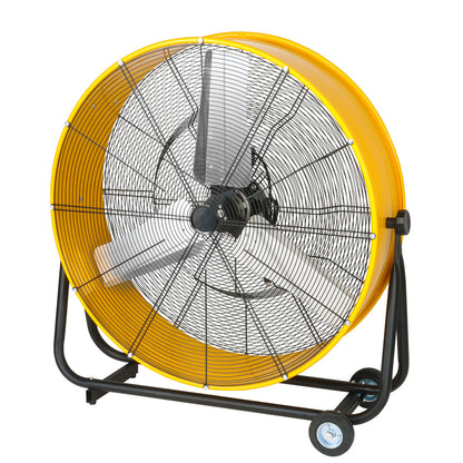 Simple Deluxe 30 Inch Heavy Duty Metal Industrial Drum Fan, 3 Speed Air Circulation for Warehouse, Greenhouse, Workshop, Patio, Factory and Basement - High Velocity , Yellow