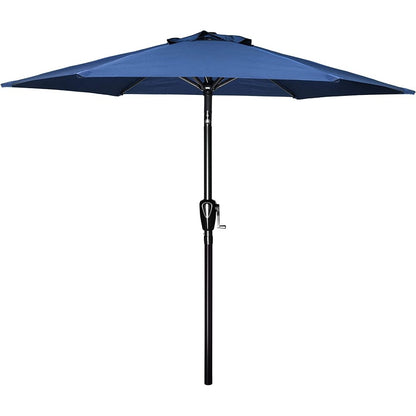 Simple Deluxe 9ft Outdoor Market Table Patio Umbrella with Button Tilt, Crank and 8 Sturdy Ribs for Garden, Red