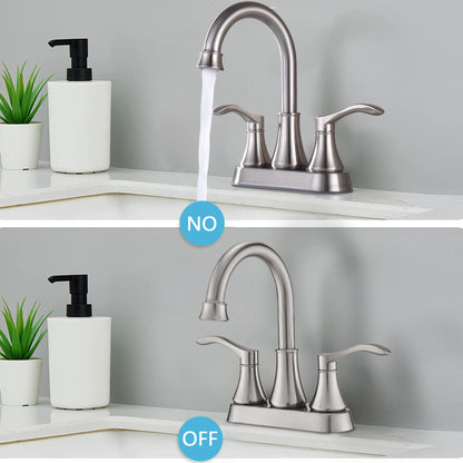 4 inches Centerset Bathroom Faucet 360° Swivel Spout, with Pop Up Drain - Brushed Nickel