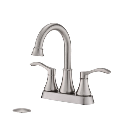 4 inches Centerset Bathroom Faucet 360° Swivel Spout, with Pop Up Drain - Brushed Nickel