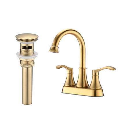 4 inches Centerset Bathroom Faucet 360° Swivel Spout, with Pop Up Drain - Brushed Nickel