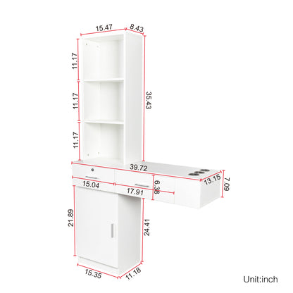 White modern simple hair desk, multi-layer storage, large storage space