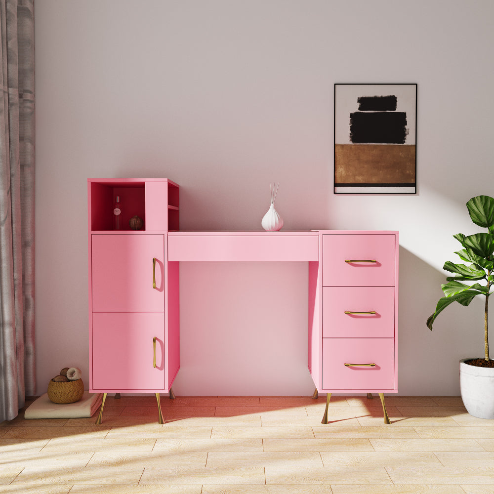 Pink modern simple hair desk, multi-layer storage space