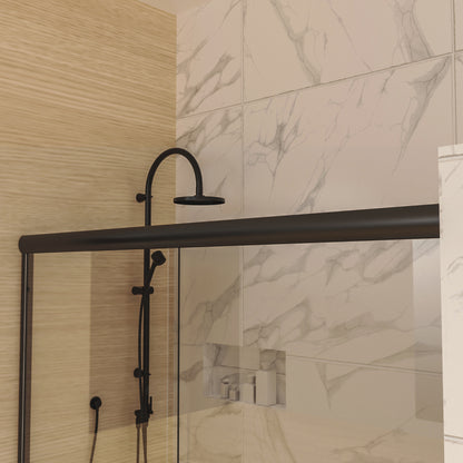 60 in. x 70 in. Traditional Sliding Shower Door in Matte black with Clear Glass