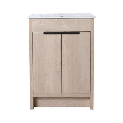 24" Freestanding Bathroom Vanity with 2 Soft-Close Cabinet Doors ((KD-PACKING),Only Vanity without Top