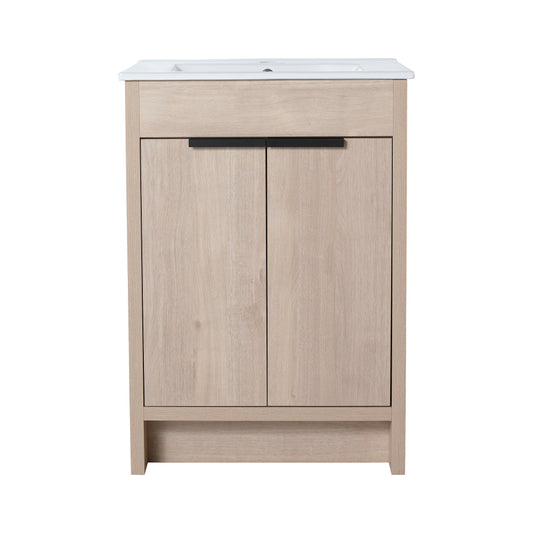 24" Freestanding Bathroom Vanity with 2 Soft-Close Cabinet Doors ((KD-PACKING),Only Vanity without Top