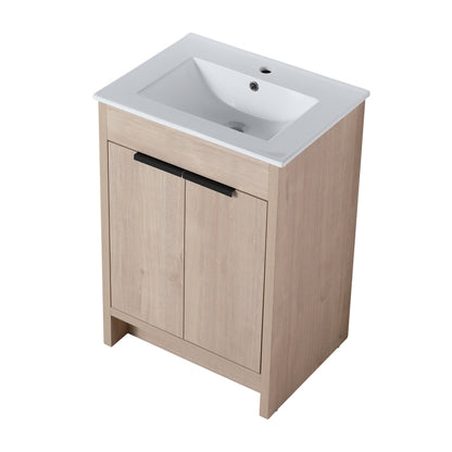 24" Freestanding Bathroom Vanity with 2 Soft-Close Cabinet Doors ((KD-PACKING),Only Vanity without Top
