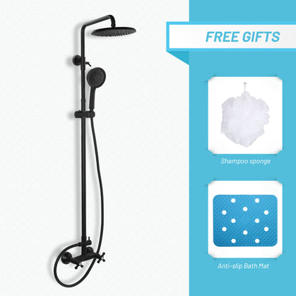 Shower System, Wall Mounted Adjustable Shower Faucet with Five Function Handheld Spray, 2 Handle Oil Rubbed Bronze Shower Set with 360°Rotation 8 Inch Rainfall Shower Head