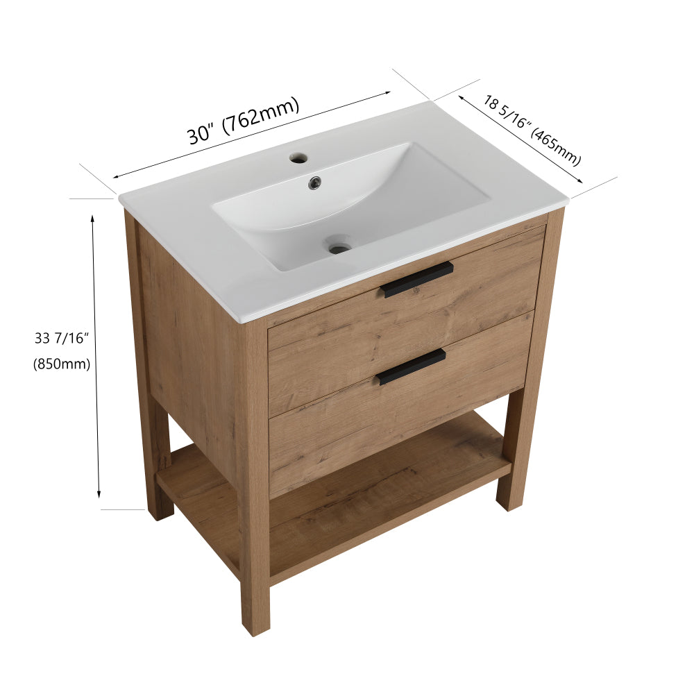 30 Inch Bathroom Vanity Plywood With 2 Drawers (Only Vanity ,without Basin)-BVB01030IMO