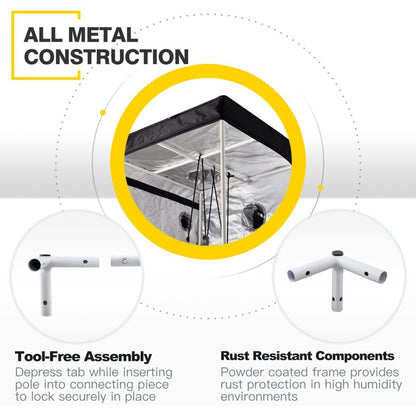 iPower 48"x24"x60" Grow Tent with Observation Window and Removable Floor Tray, Tool Bag for Indoor, 24" x 48" x 60", Black/Silver