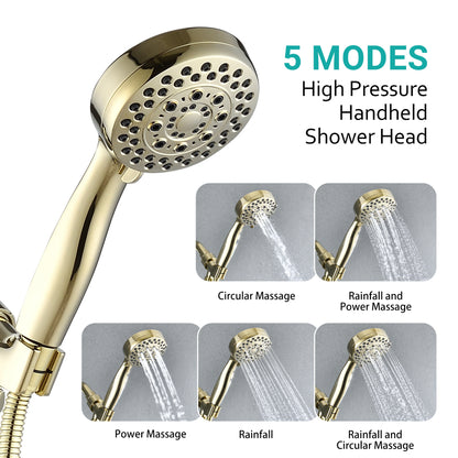 5 Mode Adjustable Settings Handheld Shower Head with Hose High Pressure Shower Heads