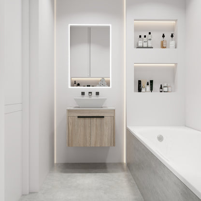 30 " Modern Design Float Bathroom Vanity With Ceramic Basin Set,  Wall Mounted White Oak Vanity  With Soft Close Door,KD-Packing,KD-Packing,2 Pieces Parcel(TOP-BAB321MOWH)